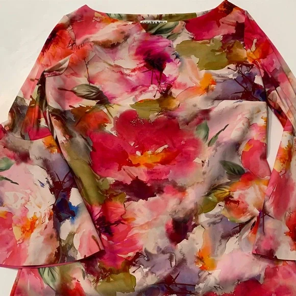 Chiara Boni La Petite Robe Floral Bell-Sleeve Dress (IT 52 / US ~16 / XL)